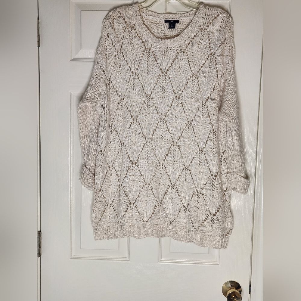 H&M M Cream Chunky Knit Longsleeves WOOL Blend Women’s Sweater